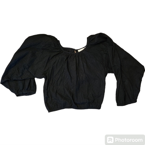 Maeve by Anthropologie Puff Sleeve Black Blouse - Size Small 😎 Peasant Bohemian - Picture 4 of 5
